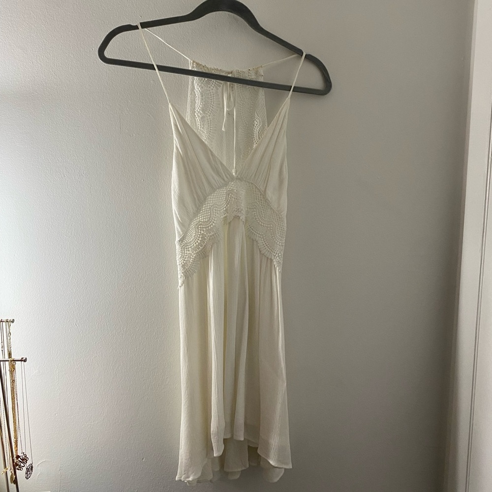 White Open Back Swing Dress